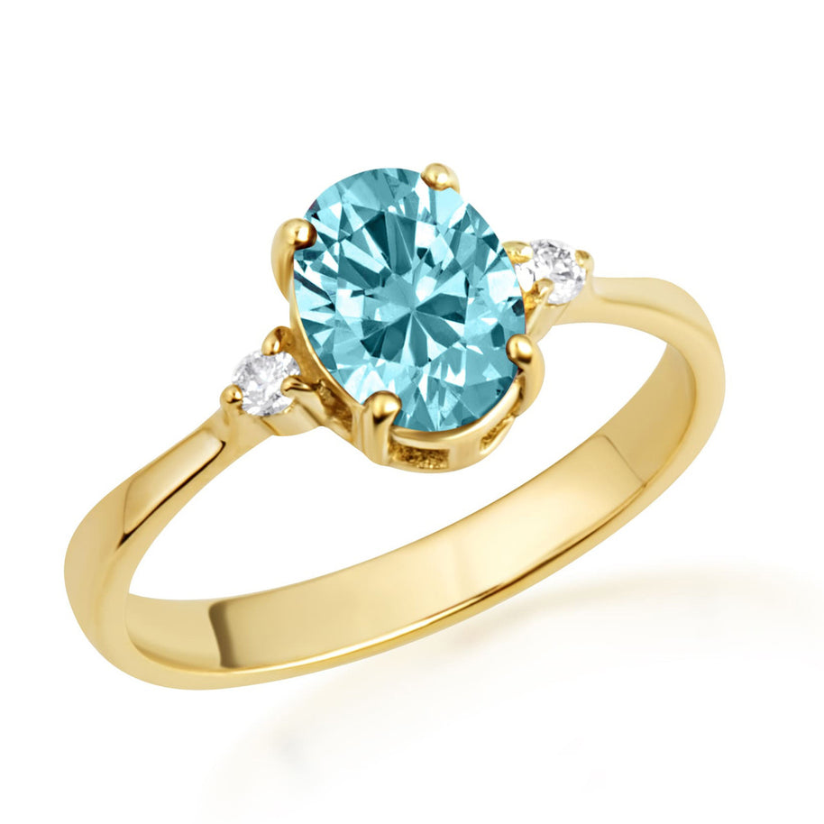 Gold Genuine Oval Gemstone Diamond Ring (Available in Yellow/Rose/White Gold)