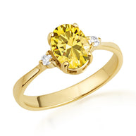 Gold Genuine Oval Gemstone Diamond Ring (Available in Yellow/Rose/White Gold)