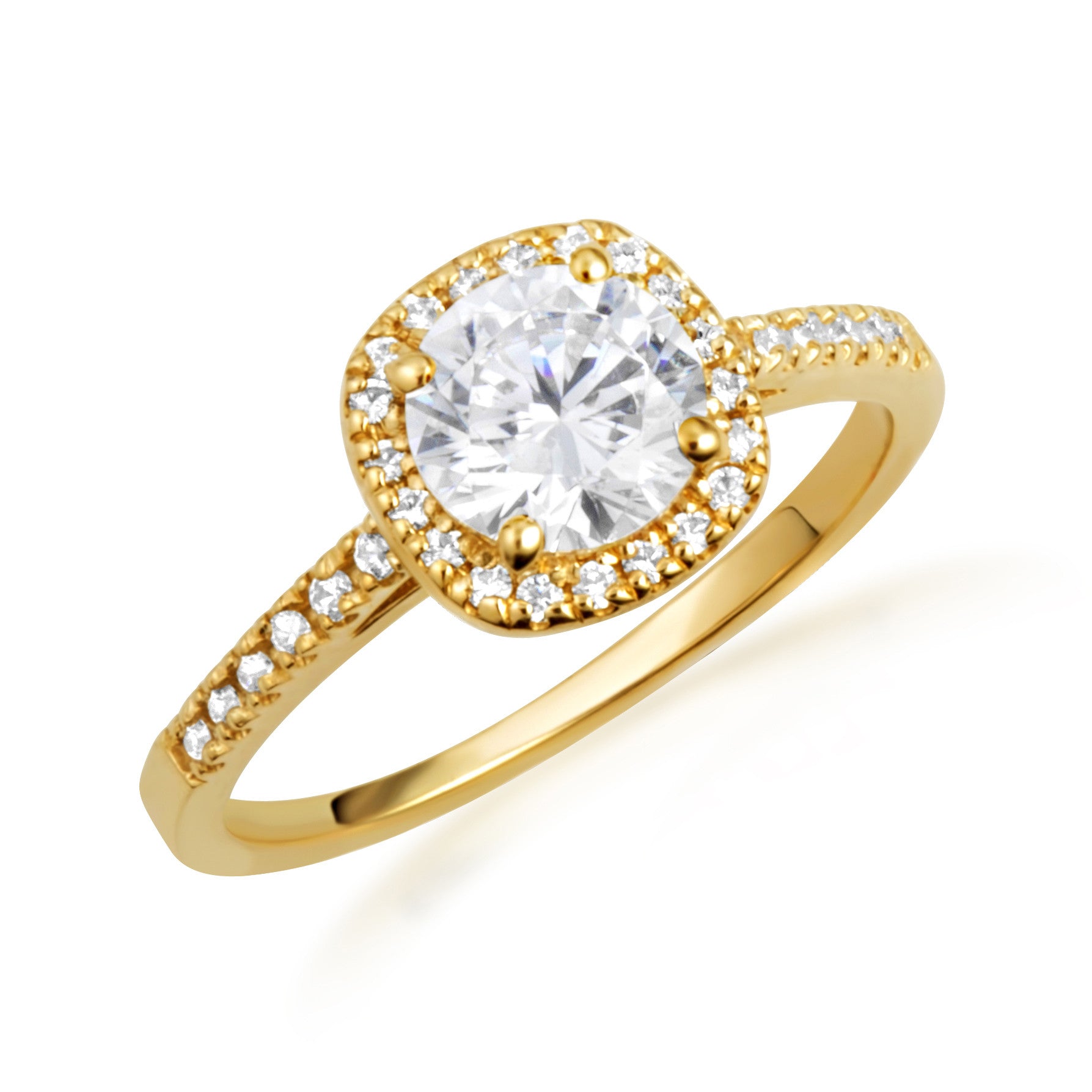 14K Gold Lab Grown Diamond Halo Engagement Ring (Available in Yellow/Rose/White Gold)