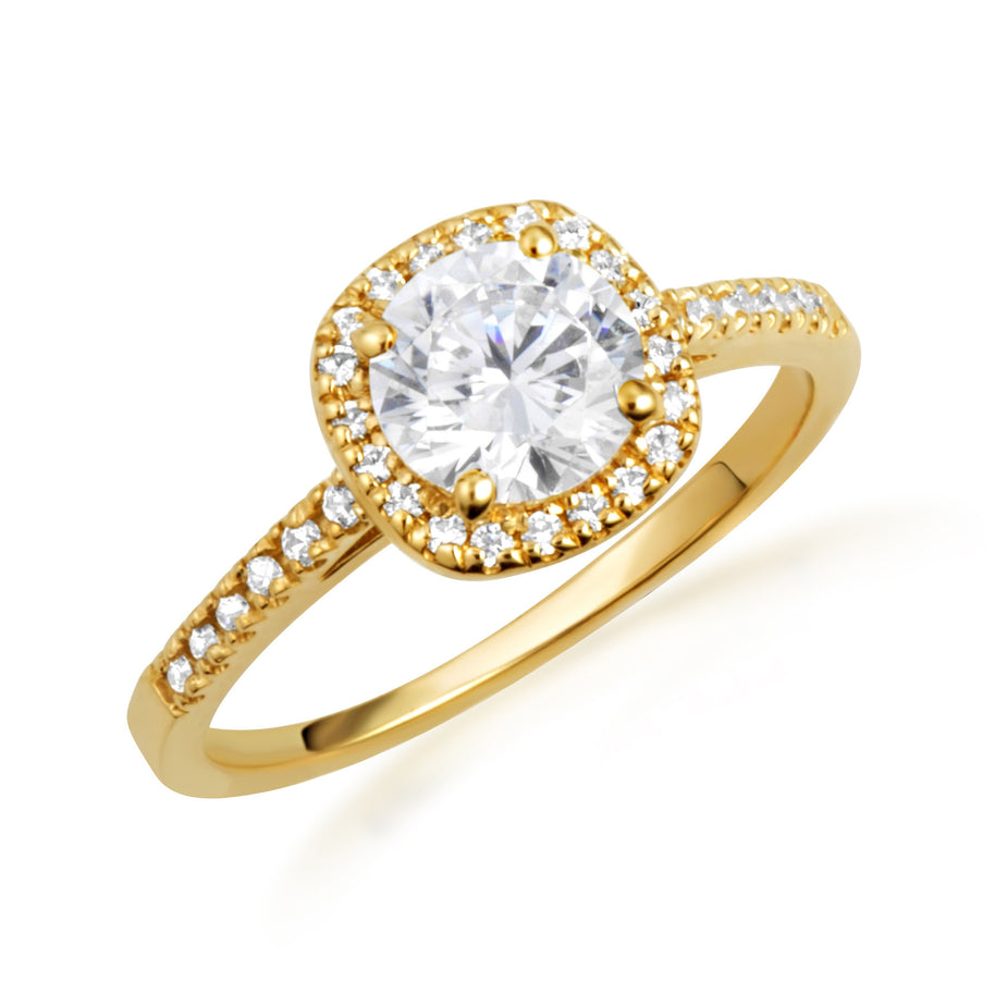 14K Gold Lab Grown Diamond Halo Engagement Ring (Available in Yellow/Rose/White Gold)