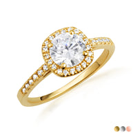 14K Gold Lab Grown Diamond Halo Engagement Ring (Available in Yellow/Rose/White Gold)