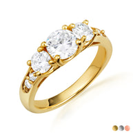 14K Gold Lab Grown Three Stone Diamond Engagement Ring (Available in Yellow/Rose/White Gold)