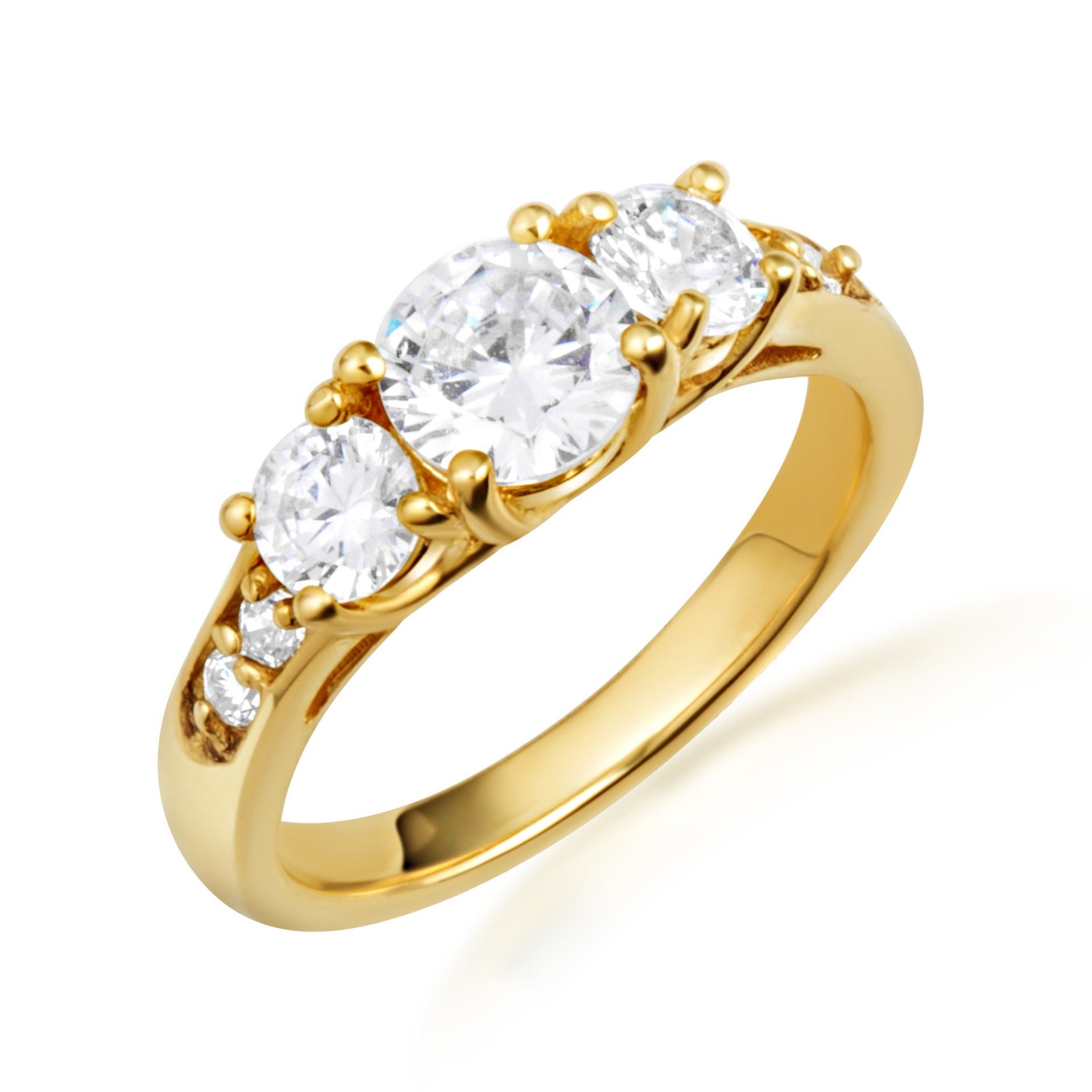 14K Gold Lab Grown Three Stone Diamond Engagement Ring (Available in Yellow/Rose/White Gold)