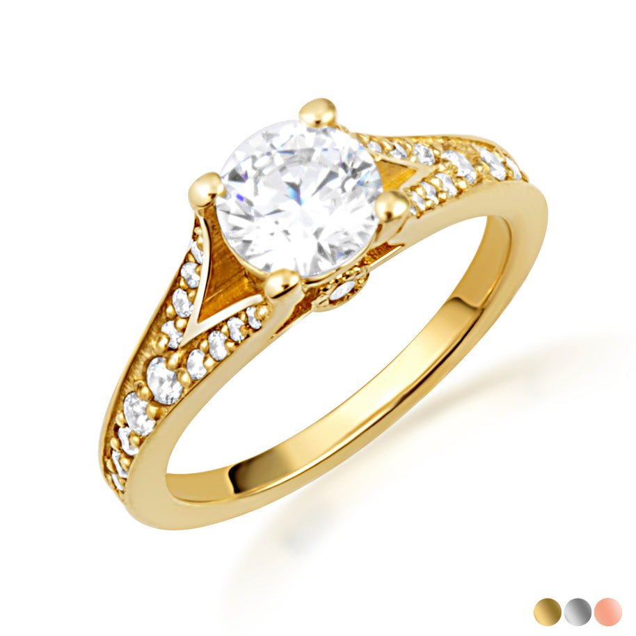 14K Gold Lab Grown Diamond Engagement Ring (Available in Yellow/Rose/White Gold)