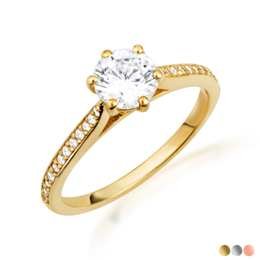 14K Gold Lab Grown Diamond Channel Set Engagement Ring (Available in Yellow/Rose/White Gold)