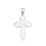 .925 Sterling Silver Custom Enamel Russian Orthodox Cross Pendant Necklace