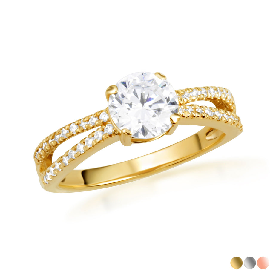 14K Gold Lab Grown Diamond Double Band Engagement Ring (Available in Yellow/Rose/White Gold)