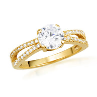 14K Gold Lab Grown Diamond Double Band Engagement Ring (Available in Yellow/Rose/White Gold)