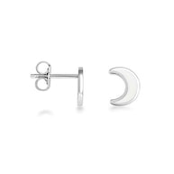 .925 Sterling Silver Custom Enamel Moon Stud Earrings