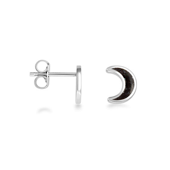 .925 Sterling Silver Custom Enamel Moon Stud Earrings