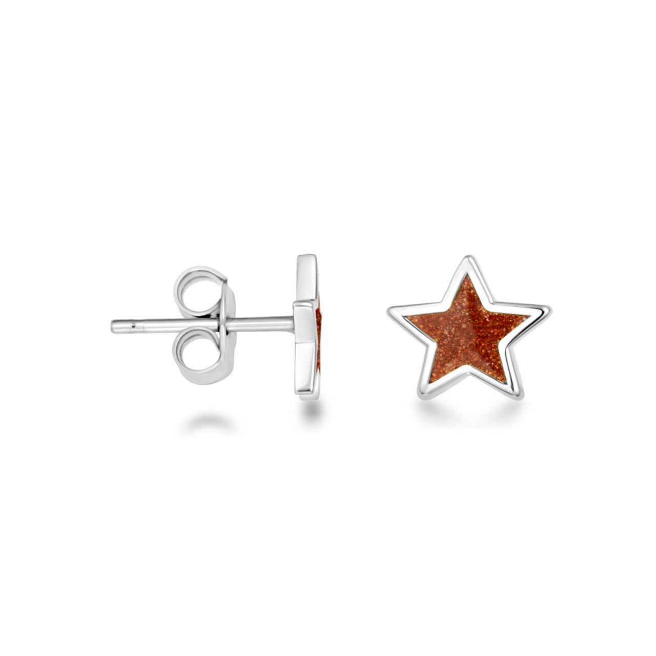 .925 Sterling Silver Custom Enamel Star Stud Earrings