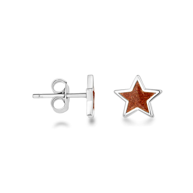 .925 Sterling Silver Custom Enamel Star Stud Earrings