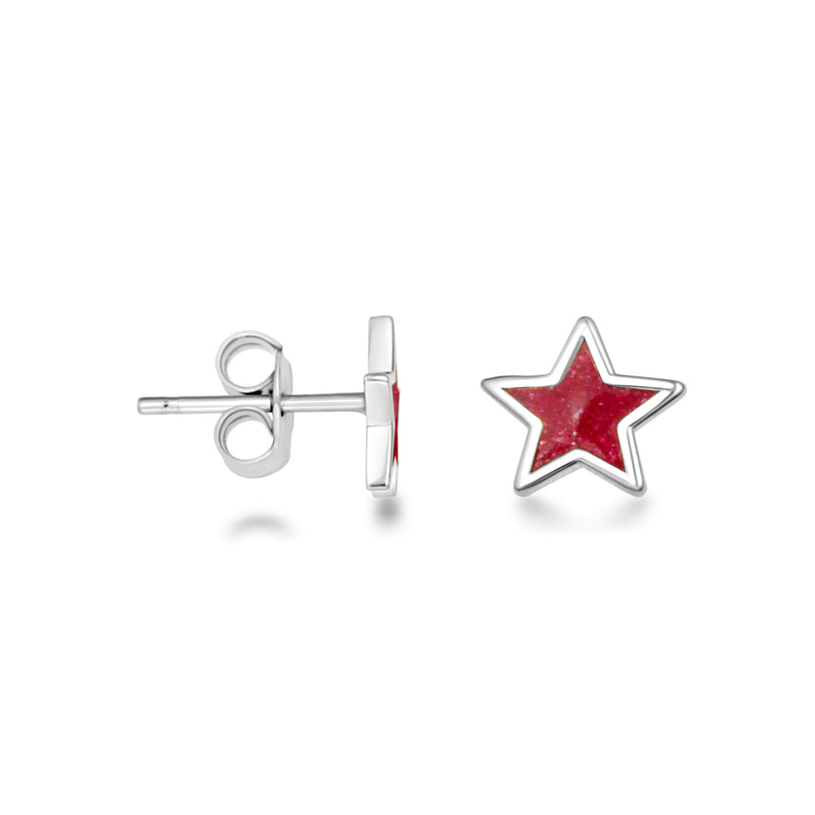 .925 Sterling Silver Custom Enamel Star Stud Earrings