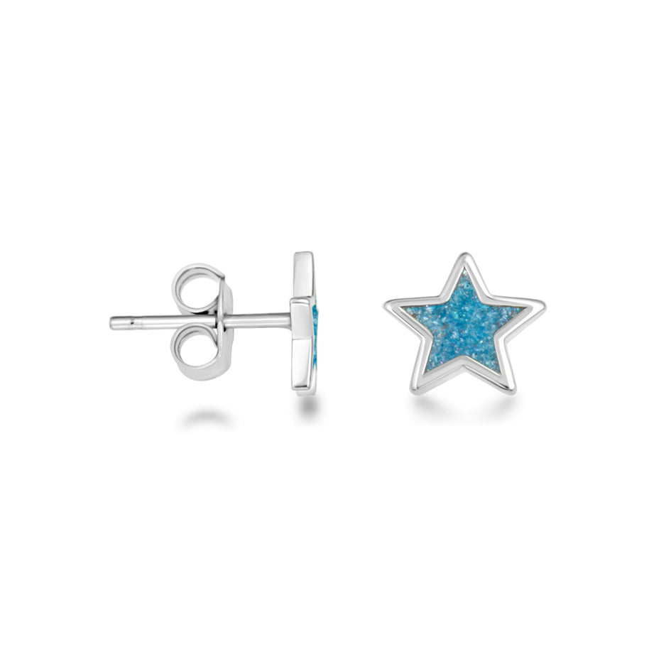 .925 Sterling Silver Custom Enamel Star Stud Earrings