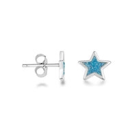 .925 Sterling Silver Custom Enamel Star Stud Earrings