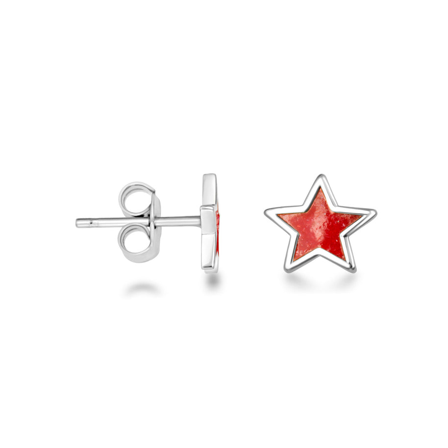 .925 Sterling Silver Custom Enamel Star Stud Earrings