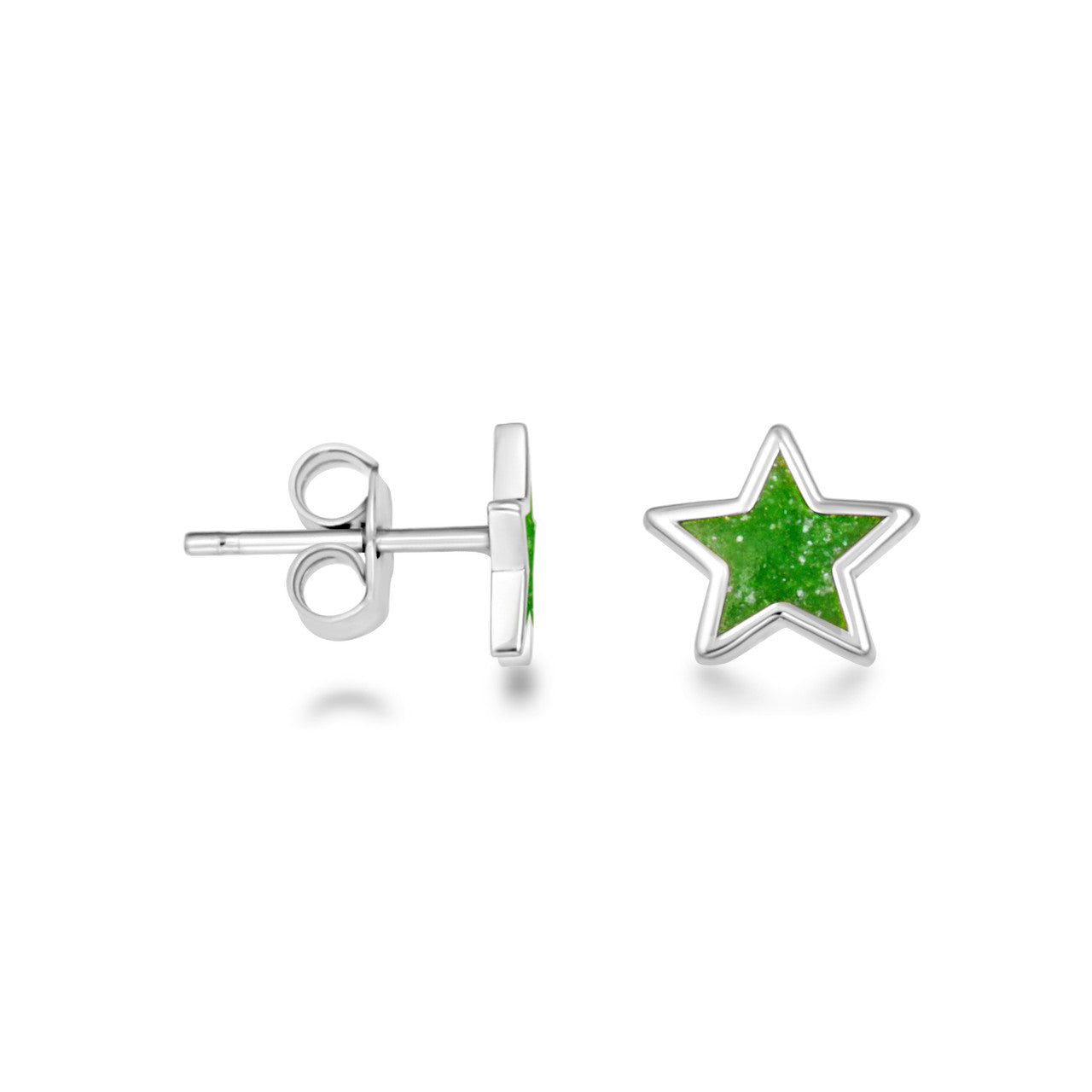 .925 Sterling Silver Custom Enamel Star Stud Earrings