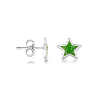 .925 Sterling Silver Custom Enamel Star Stud Earrings