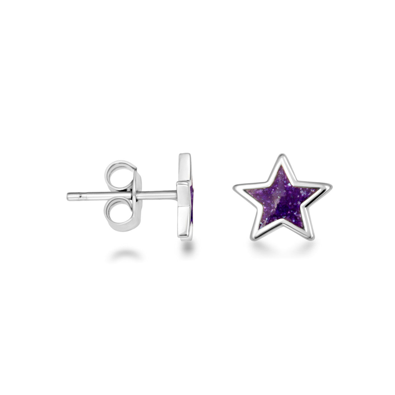 .925 Sterling Silver Custom Enamel Star Stud Earrings