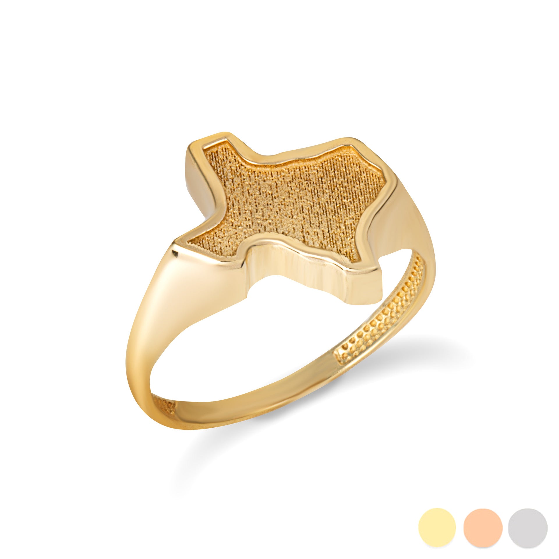 Gold Texas State Map Textured Ring (Available in Yellow/Rose/White Gold)