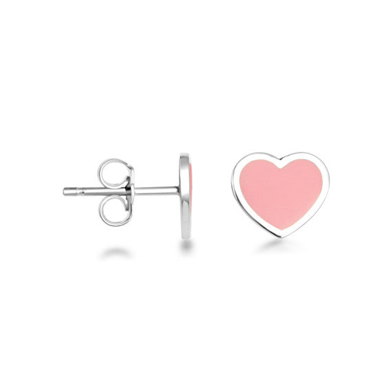 .925 Sterling Silver Custom Enamel Heart Stud Earrings