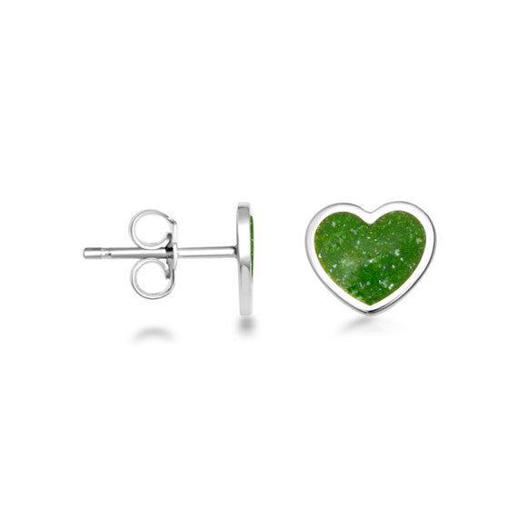 .925 Sterling Silver Custom Enamel Heart Stud Earrings