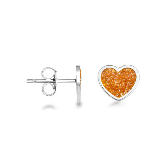.925 Sterling Silver Custom Enamel Heart Stud Earrings