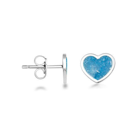 .925 Sterling Silver Custom Enamel Heart Stud Earrings