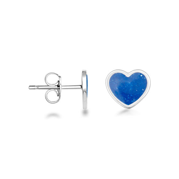 .925 Sterling Silver Custom Enamel Heart Stud Earrings