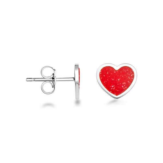 .925 Sterling Silver Custom Enamel Heart Stud Earrings