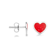 .925 Sterling Silver Custom Enamel Heart Stud Earrings