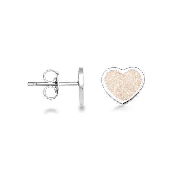 .925 Sterling Silver Custom Enamel Heart Stud Earrings
