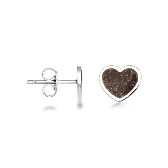 .925 Sterling Silver Custom Enamel Heart Stud Earrings