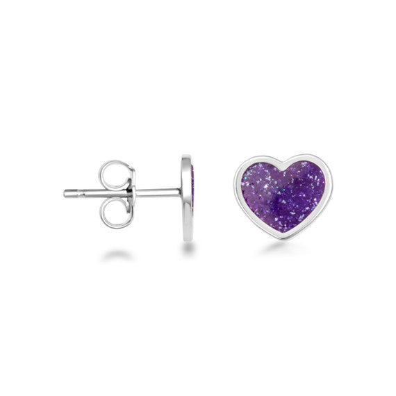 .925 Sterling Silver Custom Enamel Heart Stud Earrings