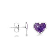 .925 Sterling Silver Custom Enamel Heart Stud Earrings