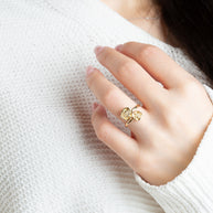 Gold Double Rose Flower Band Ring (Available in Yellow/Rose/White Gold)