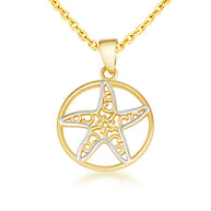 Two-Tone Gold Sea Starfish Pendant Necklace