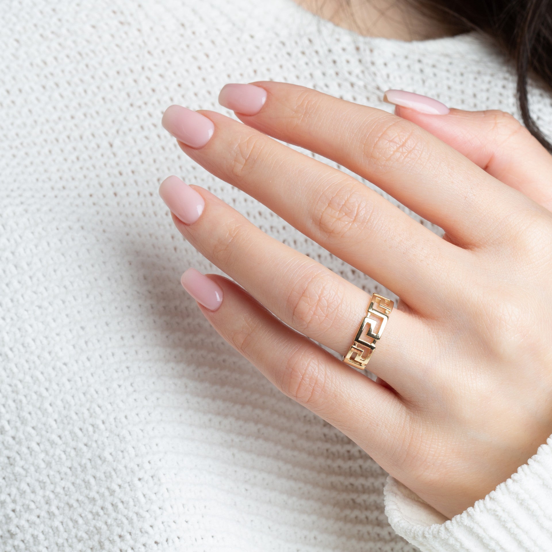 Gold Classic Greek Key Band Ring (Available in Yellow/Rose/White Gold)