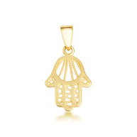 Yellow Gold Beaded Hamsa Hand Pendant Necklace
