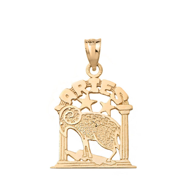 Solid Gold 12 Zodiac Signs Pendant Necklace (Available in Yellow/Rose/White Gold)