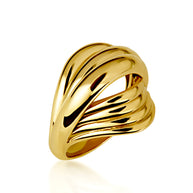 Gold Multi Row Wavy Band Ring (Available in Yellow/Rose/White Gold)