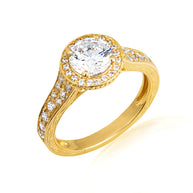 14K Gold Solitaire Lab Grown Diamond Wedding Band Ring (Available in Yellow/Rose/White Gold)