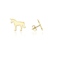 Yellow Gold Unicorn Horse Stud Earrings