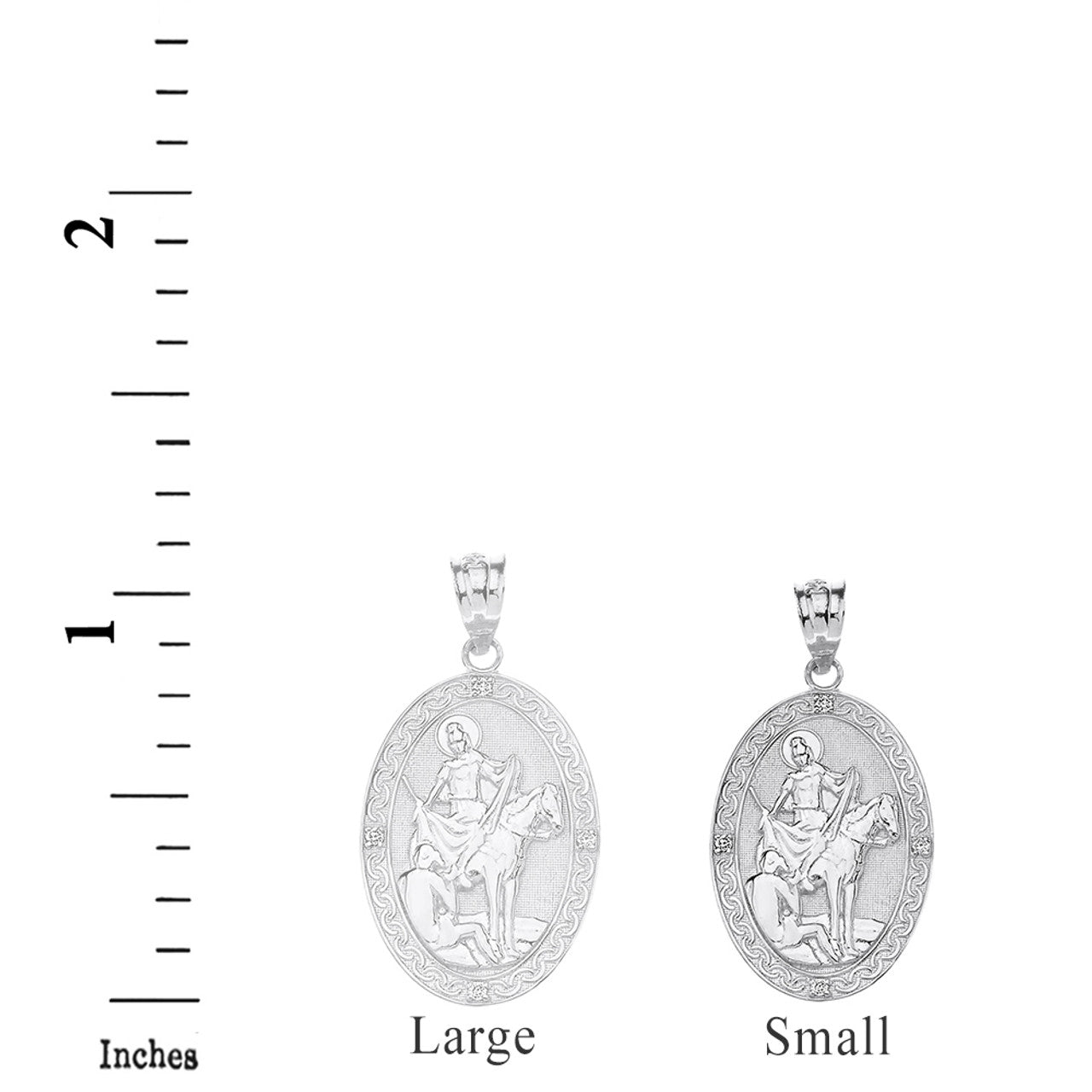 Sterling Silver Engravable CZ Saint Augustine Oval Pendant Necklace 1.04