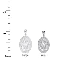 Sterling Silver Engravable CZ Saint Augustine Oval Pendant Necklace 1.04