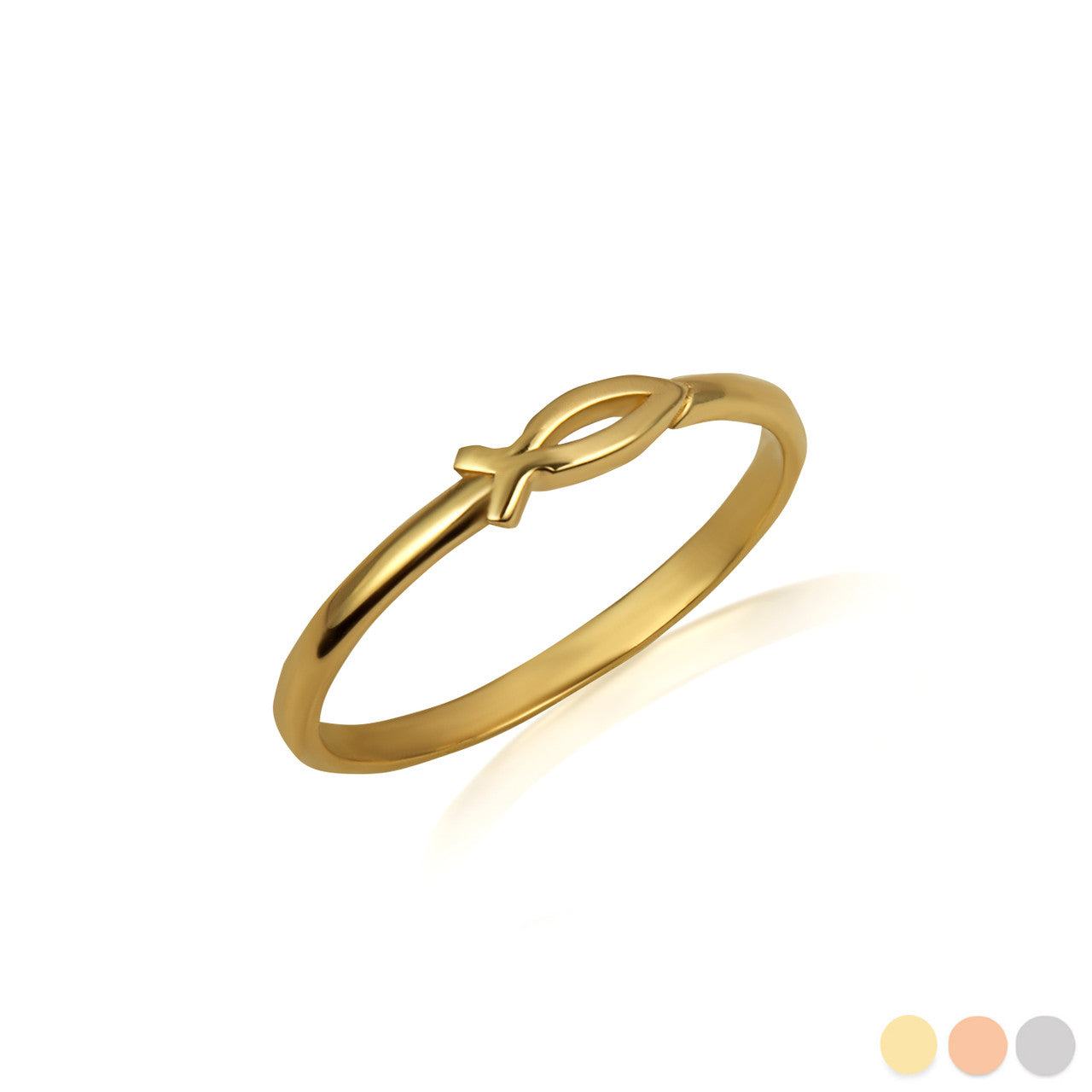Gold Christian Ichthys Jesus Fish Ring (Available in Yellow/Rose/White Gold)
