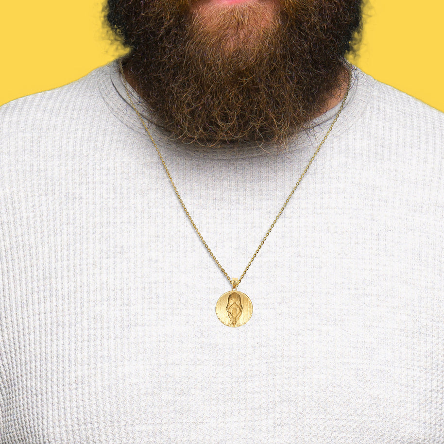 Solid Gold Viking Odin Head Shield Norse Pendant Necklace (Available in Yellow/Rose/White Gold)