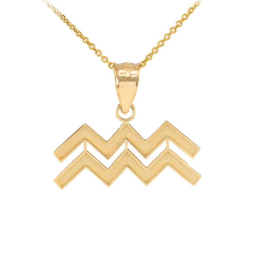 Gold Zodiac Sign Pendant Necklace (Available in Yellow/Rose/White Gold)