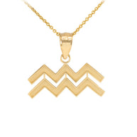 Gold Zodiac Sign Pendant Necklace (Available in Yellow/Rose/White Gold)