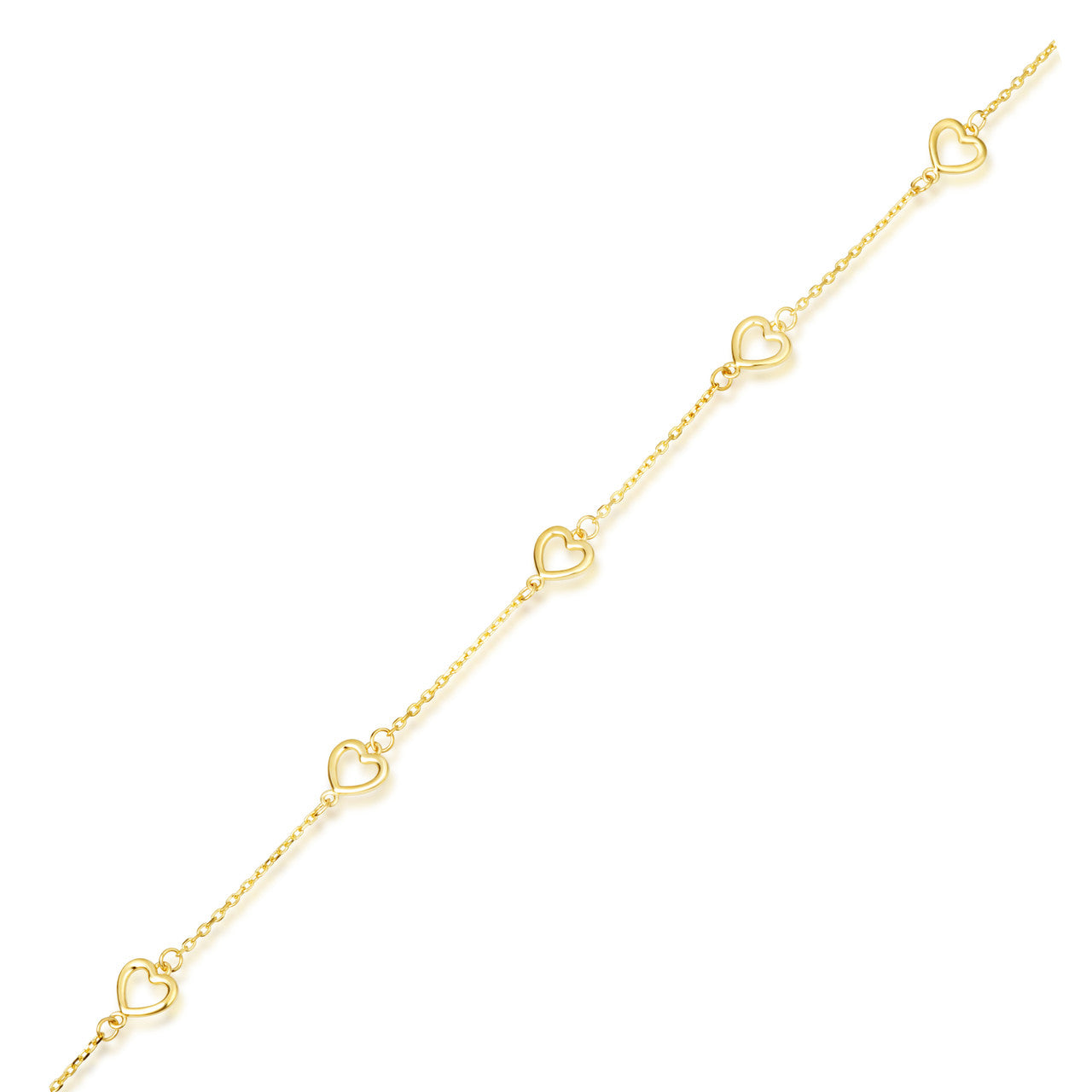 14K Yellow Gold Bow Tie Heart Ribbon Anklet